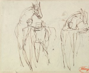 Skitser til en mand med en hest af George Romney